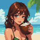 Pixel art generated with AI prompt: a girl with brown eyes a