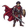 Pixel Art: hero with cape and sword