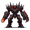Pixel Art: pidedal demon mech - game boss
