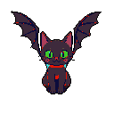 Pixel Art: Black cat with wings bat