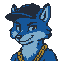 Pixel Art: hip ho blue fox portrait close-up