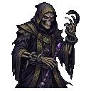 Pixel Art: skeleton necromancer in robes with snakes wraping its hands ...
