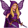 Purple Pixie Hero: Vigilant & Ready with Daggers