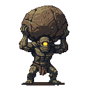 Pixel Art: cyclops with heavy boulder