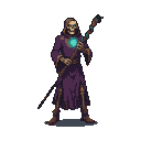 Pixel art generated with AI prompt: skeleton mage with snake
