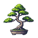 Pixel Art: Small bonsai (generated with AI and edited by Alouka).