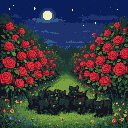 Moonlit Rose Garden Kittens: Enchanted Night