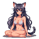 Pixel Art: Crie uma personagem feminina com orelha de gato, sem roupa totalmente nua (generated with AI by Illudris Spirit).