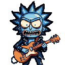 Pixel Art: Rick sanchez rockstar (generated with AI by Haththar Griffon).