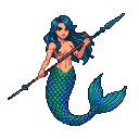 Pixel Art: mermaid with the spear