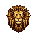 Pixel Art: lion mane hood, legendary item (generated with AI by sandacz).