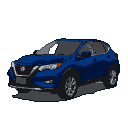Dark blue 2022 Nissan Rogue in three-quarter view.