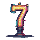 Pixel Art: steam punk glow tube, number 7, colorful, delicate, actual, ...