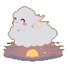 Pixel Art: A fluffy sky creature shaped like a cotton cloud, tiny feath...
