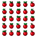 Pixel Art: spritesheet red fruit variation