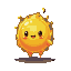 Pixel Art: Small energetic glowing orange-yellow soul spirit, round bou...