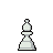 A white chess bishop with a classic silhouette, rendered in pixel art style on a black background.