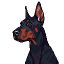Pixel Art: A full grown Doberman dog