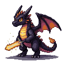 Pixel Art: dragon negro del minecraft en estilo de combate con colores ...