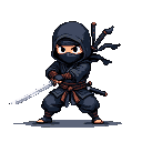 Pixel Art: quero um ninja, no estilo limbo (generated with AI by Sariwen Dragonkin).