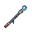 Pixel Art: electric shock rod, research tool with crackling blue energy...
