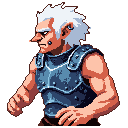 Pixel Art: troll in blue steel armor