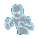 Pixel Art: ghost arcade fighter close-up portrait head and torso in fig...