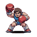 Pixel Art: arcade hero with giga boxing gloves