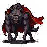 Pixel art generated with AI prompt: wolf monster in red cape