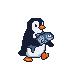 Image to pixel art reference - pinguin carring fish