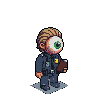 Surreal City Worker with Giant Green Eye