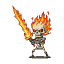 Fiery Chibi Skeleton Warrior: Battle Ready