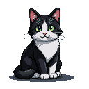 Pixel Art: Котик чорно белий