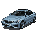 A light blue BMW sedan in a three-quarter front view against a black background.