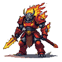 Pixel Art: hac un monstruo con una espada de fuego y que su armadura se...