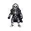 Skeletal knight in dark segmented armor and flowing cape, with a stark white skull and empty eye sockets.