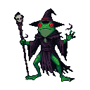 Pixel Art: frog necromancer