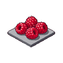 Pixel Art: raspberries on isometric tile