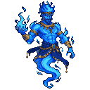 Pixel Art: blue fire djinn