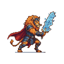 Pixel Art: lion with thunder sword