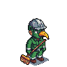Quirky Green Builder with Beak Cleans Up City