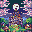 Pixel Art: pixie castle magic scenery
