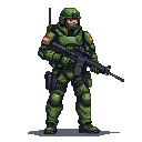 Pixel Art: marines soldier character sideview full body (generated with AI by pixie.haus).