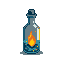 Pixel Art: potion bottle with fire liquiq