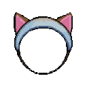Light blue headband with brown and pink triangular cat ears.