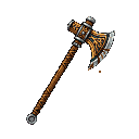 Pixel Art: legendary axe sprite (generated with AI by sandacz).