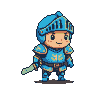 Chibi Knight with Light Sword: Cheerful Retro Hero