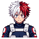 Pixel Art: Shoto Todoroki (My Hero Academia) (generated with AI by Tynvar Spirit).