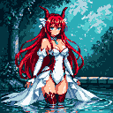 Pixel Art: Rias Gremory (generated with AI by Tynvar Spirit).