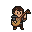 Pixelated bard with braided brown hair plays a lute, wearing a tunic and trousers.